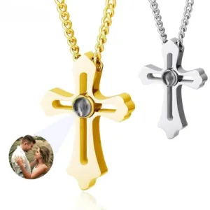 Cross Necklace with Photo Inside - Photo 1