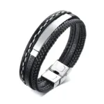Men&rsquo;s Leather Bracelet Personalised - Photo 1
