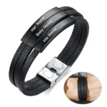 Men&rsquo;s Personalised Leather Bracelet - Photo 1