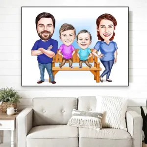 Personalised Cartoon Family Portrait - Photo 1