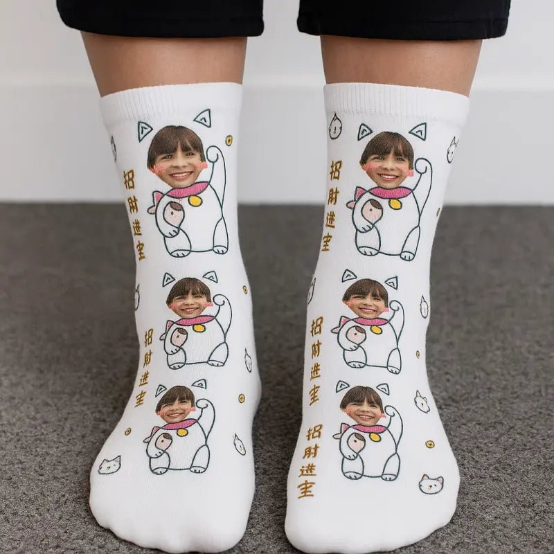 Personalized Chinese Cat Socks - Photo 1